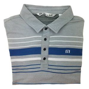 Travis Mathew Gray Stripe Golf Polo Large